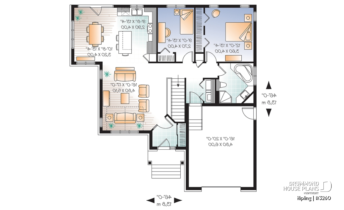 1st level - Bright country-style bungalow with open layout and garage – A cozy and functional home design - Kipling