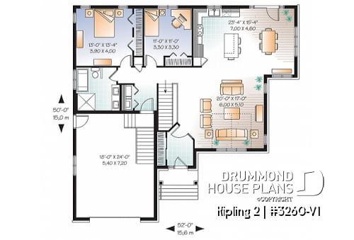 1st level - Open concept CapeCod style with 2 bedrooms and a garage - Kipling 2