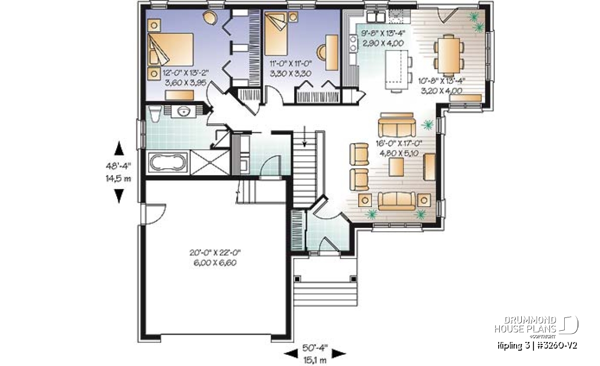 1st level - One storey transitional style home, 2 bedrooms, with double garage and bonus space - Kipling 3