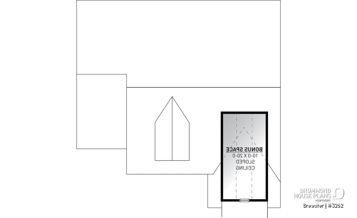 Bonus storage - Small Country style bungalow house plan with garage, cathedral ceiling, bonus storage above garage - Brewster