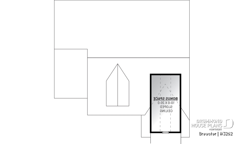 Bonus storage - Small Country style bungalow house plan with garage, cathedral ceiling, bonus storage above garage - Brewster