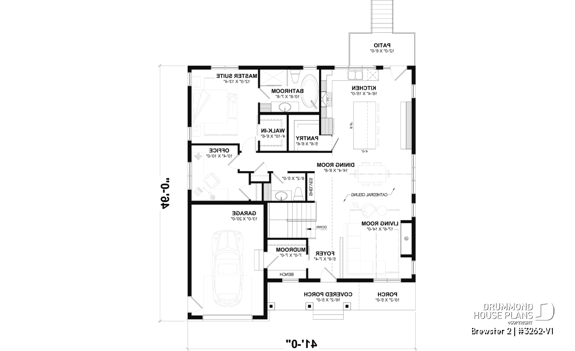 1st level - Modern Farmhouse Bungalow Plan with Garage, Fireplace and Optional Basement - Brewster 2