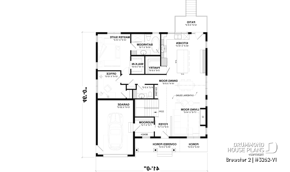 1st level - Modern Farmhouse Bungalow Plan with Garage, Fireplace and Optional Basement - Brewster 2