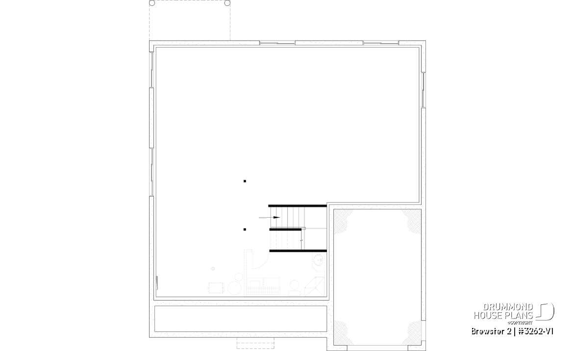 Unfinished basement - Modern Farmhouse Bungalow Plan with Garage, Fireplace and Optional Basement - Brewster 2