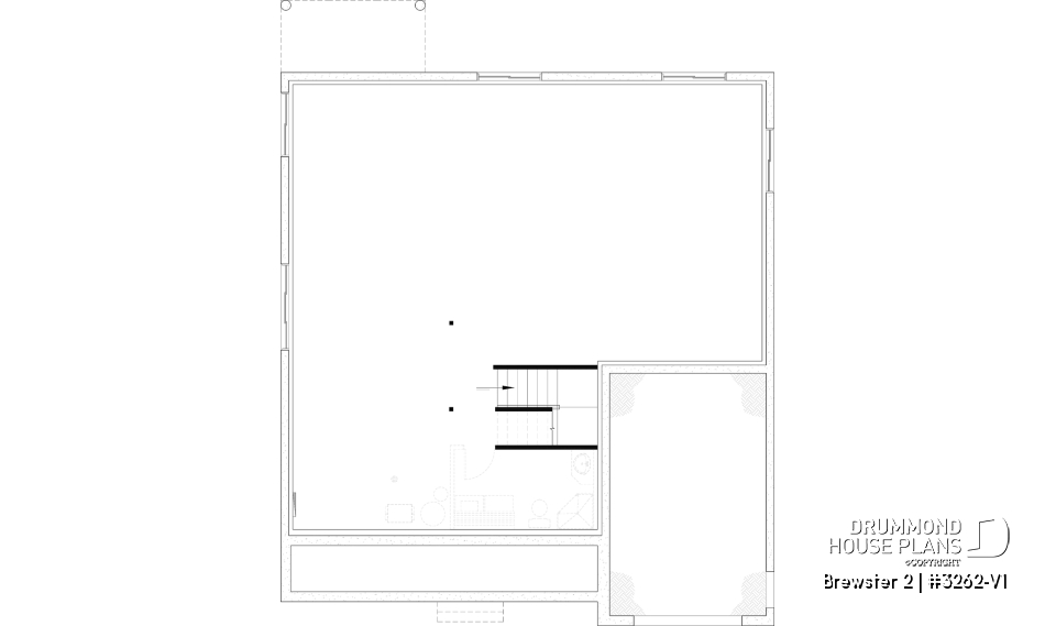 Unfinished basement - Modern Farmhouse Bungalow Plan with Garage, Fireplace and Optional Basement - Brewster 2