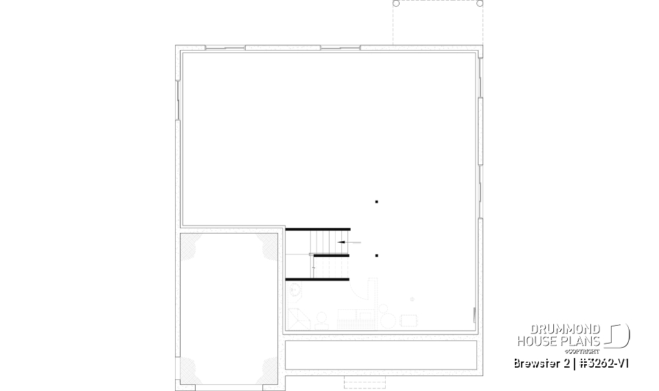 Unfinished basement - Modern Farmhouse Bungalow Plan with Garage, Fireplace and Optional Basement - Brewster 2