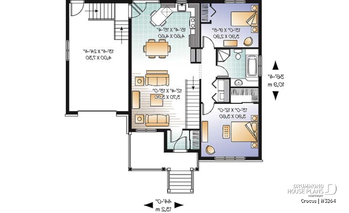 1st level - 2 bedroom with large front porch, Craftsman home design, foyer and garage access to basement - Crocus