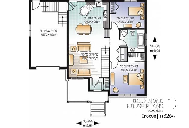 1st level - 2 bedroom with large front porch, Craftsman home design, foyer and garage access to basement - Crocus