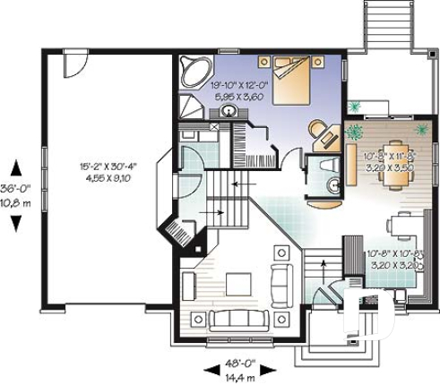 1st level - Abundant windows, 17' ceiling, large family room and a garage - Lianne