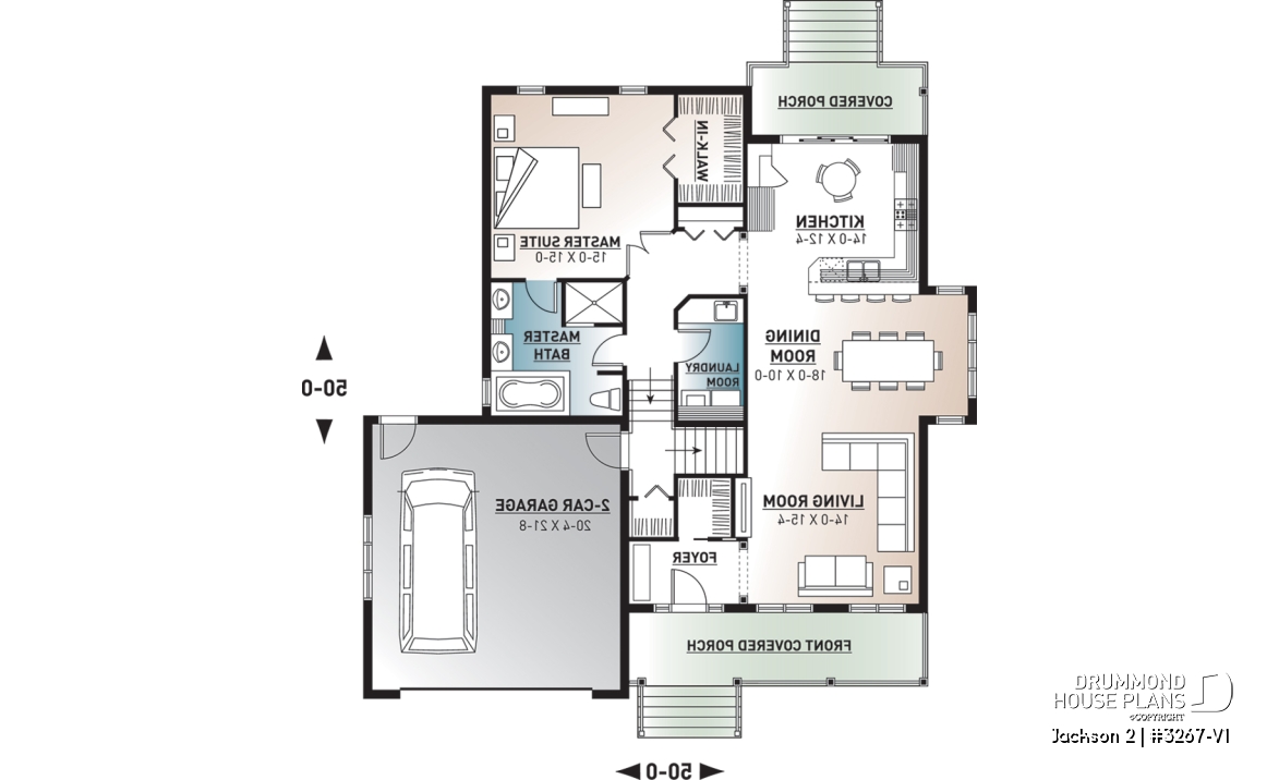 1st level - Craftsman 1 to 4 bedroom bungalow house plan with game room and 2 living rooms, master bed on main floor - Jackson 2