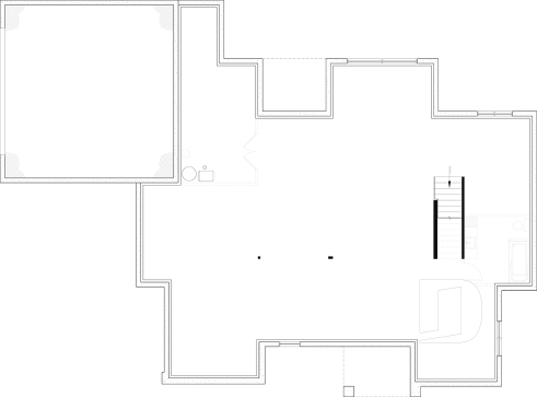 Unfinished basement (Optional $) - Modern single-story residential house plan, stunning primary suite, a two-car garage, and foundation options - Andrews 2