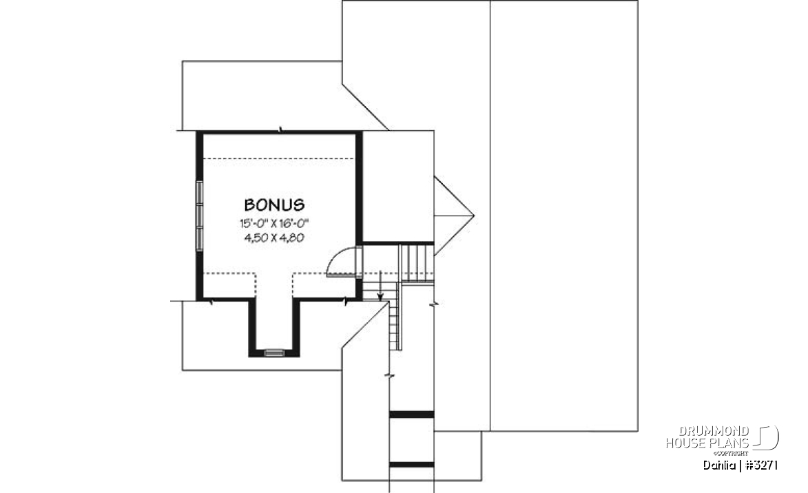 Bonus space - Craftsman bungalow house plan with open floor plan concept, bonus space (bedroom or else) and garage - Dahlia
