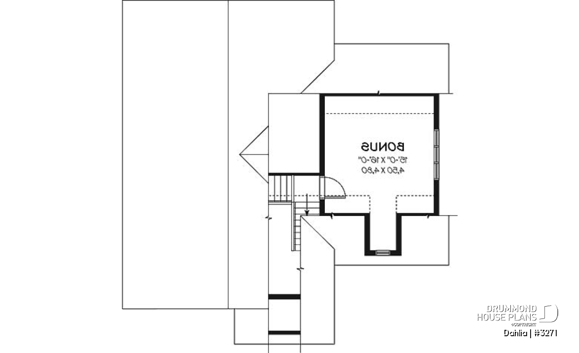 Bonus space - Craftsman bungalow house plan with open floor plan concept, bonus space (bedroom or else) and garage - Dahlia