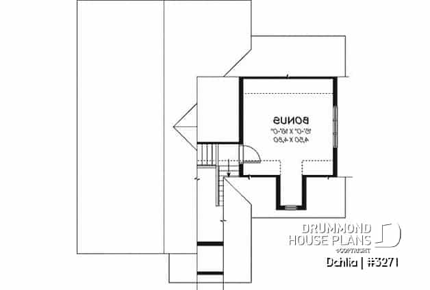 Bonus space - Craftsman bungalow house plan with open floor plan concept, bonus space (bedroom or else) and garage - Dahlia