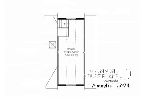 Bonus storage - 2 to 4 bedroom Cape Cod style house plan with bonus space and garage, 2-car garage - Amaryllis