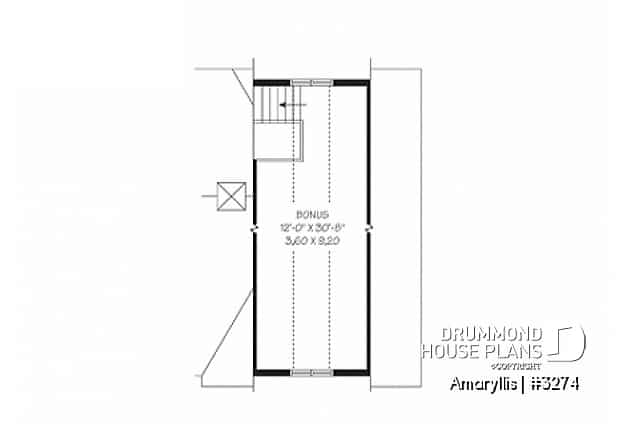 Bonus storage - 2 to 4 bedroom Cape Cod style house plan with bonus space and garage, 2-car garage - Amaryllis