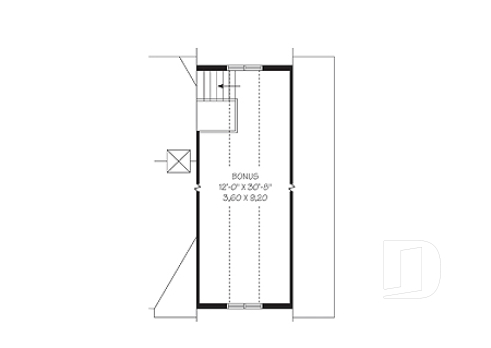 Bonus storage - 2 to 4 bedroom Cape Cod style house plan with bonus space and garage, 2-car garage - Amaryllis