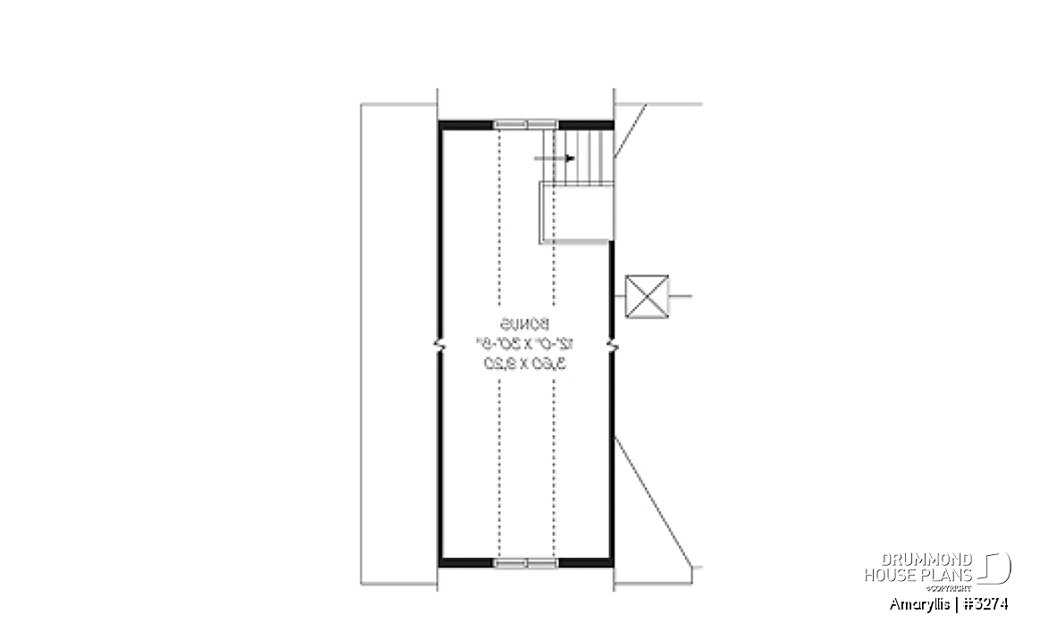Bonus storage - 2 to 4 bedroom Cape Cod style house plan with bonus space and garage, 2-car garage - Amaryllis