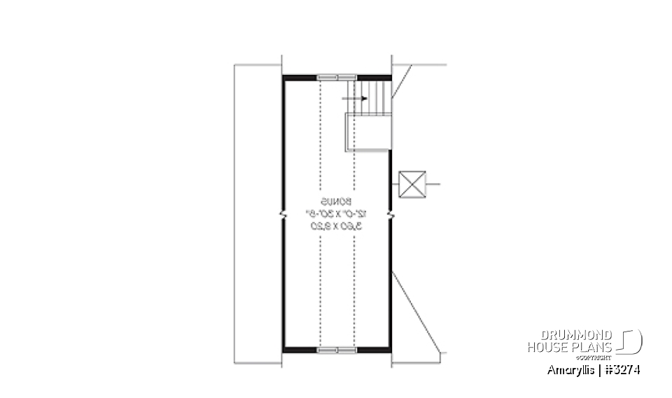 Bonus storage - 2 to 4 bedroom Cape Cod style house plan with bonus space and garage, 2-car garage - Amaryllis