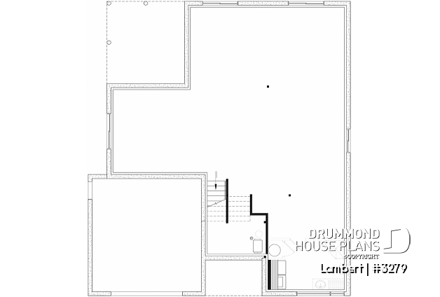 Unfinished basement of house plan 3279 Unfinished basement - Contemporary split-level home design with 4 to 5 bedrooms, home office, garage and more! - Lambert