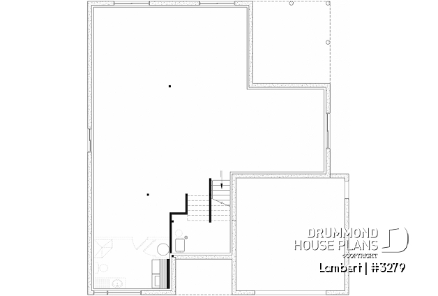 Unfinished basement of house plan 3279 Unfinished basement - Contemporary split-level home design with 4 to 5 bedrooms, home office, garage and more! - Lambert