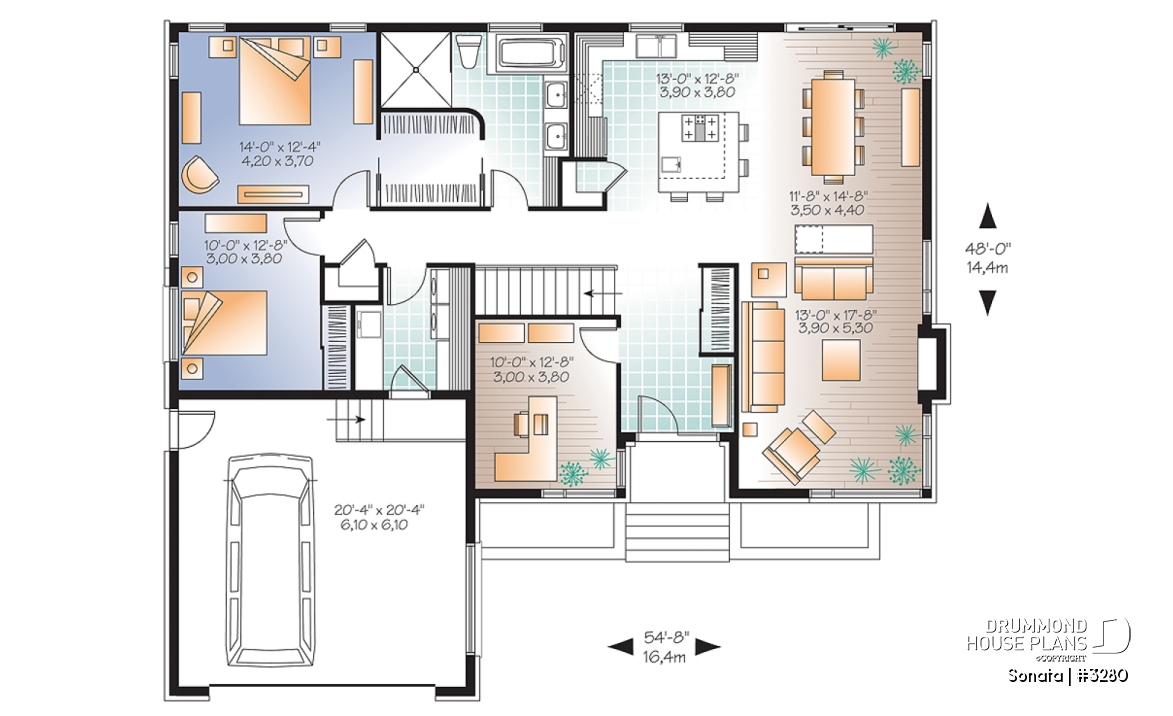 1st level - Affordable Ranch bungalow, home office (or bed # 3), 2-car garage, pantry, fireplace, laundry room - Sonata