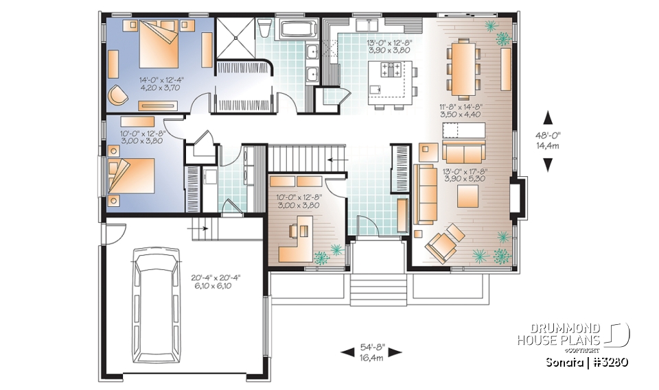 1st level - Affordable Ranch bungalow, home office (or bed # 3), 2-car garage, pantry, fireplace, laundry room - Sonata