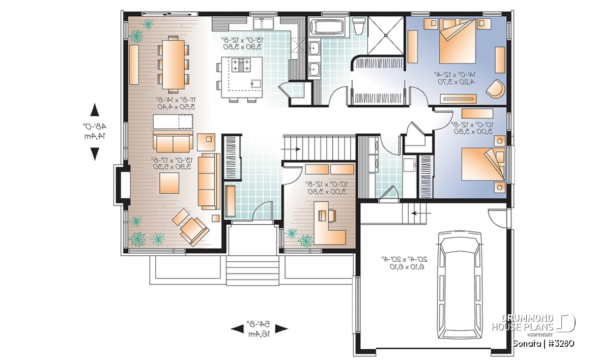 1st level - Affordable Ranch bungalow, home office (or bed # 3), 2-car garage, pantry, fireplace, laundry room - Sonata
