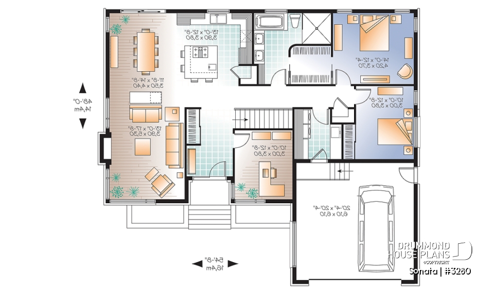 1st level - Affordable Ranch bungalow, home office (or bed # 3), 2-car garage, pantry, fireplace, laundry room - Sonata