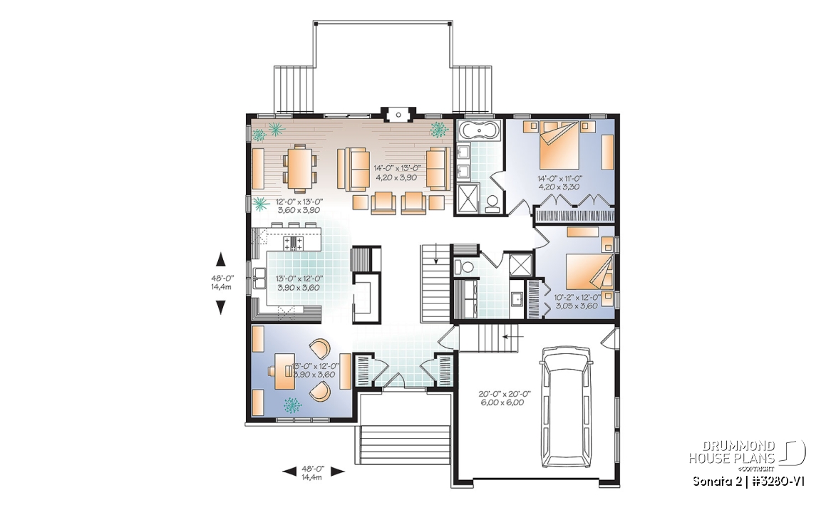 1st level - Modern home design, master ensuite, open floor plan, home office or bedroom #3, 2-car garage - Sonata 2