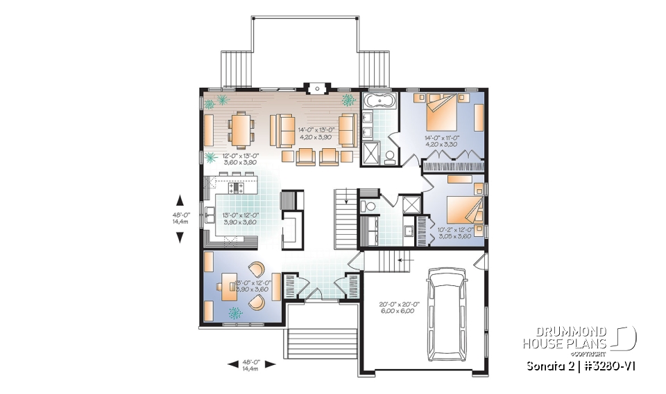 1st level - Modern home design, master ensuite, open floor plan, home office or bedroom #3, 2-car garage - Sonata 2