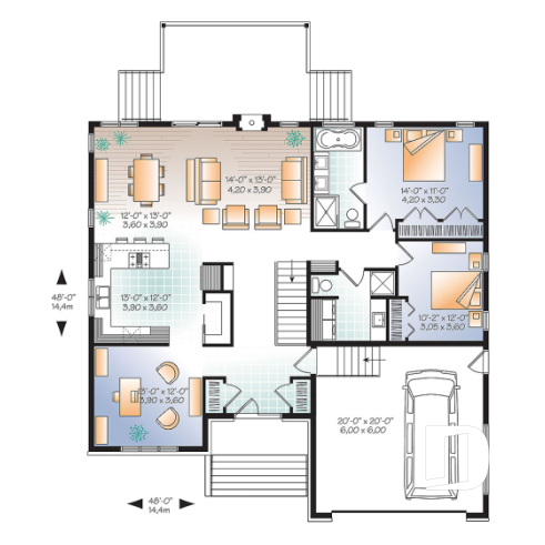 1st level - Modern home design, master ensuite, open floor plan, home office or bedroom #3, 2-car garage - Sonata 2