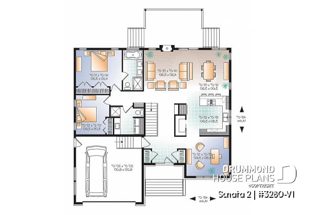 1st level - Modern home design, master ensuite, open floor plan, home office or bedroom #3, 2-car garage - Sonata 2