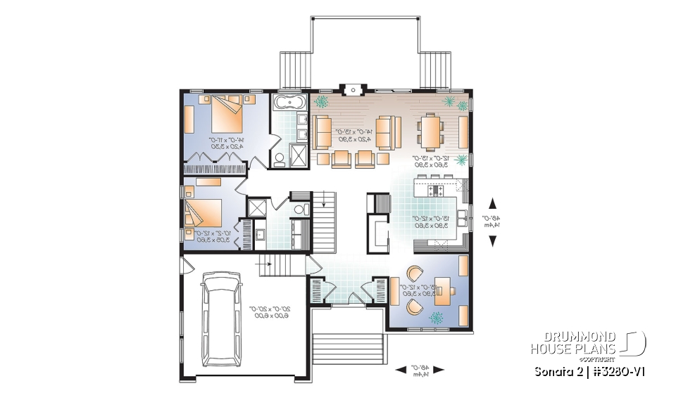 1st level - Modern home design, master ensuite, open floor plan, home office or bedroom #3, 2-car garage - Sonata 2