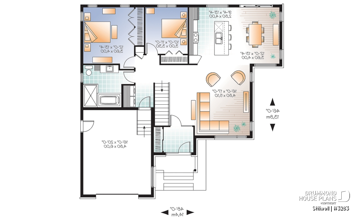 1st level - Modern House Plan with open floor plan concept, large kitchen island and a large garage - Stillwell