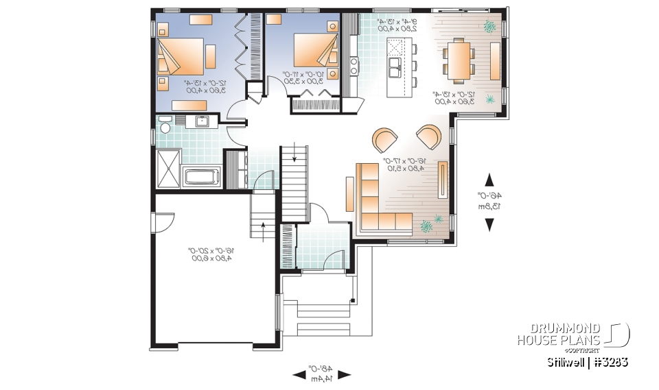 1st level - Modern House Plan with open floor plan concept, large kitchen island and a large garage - Stillwell