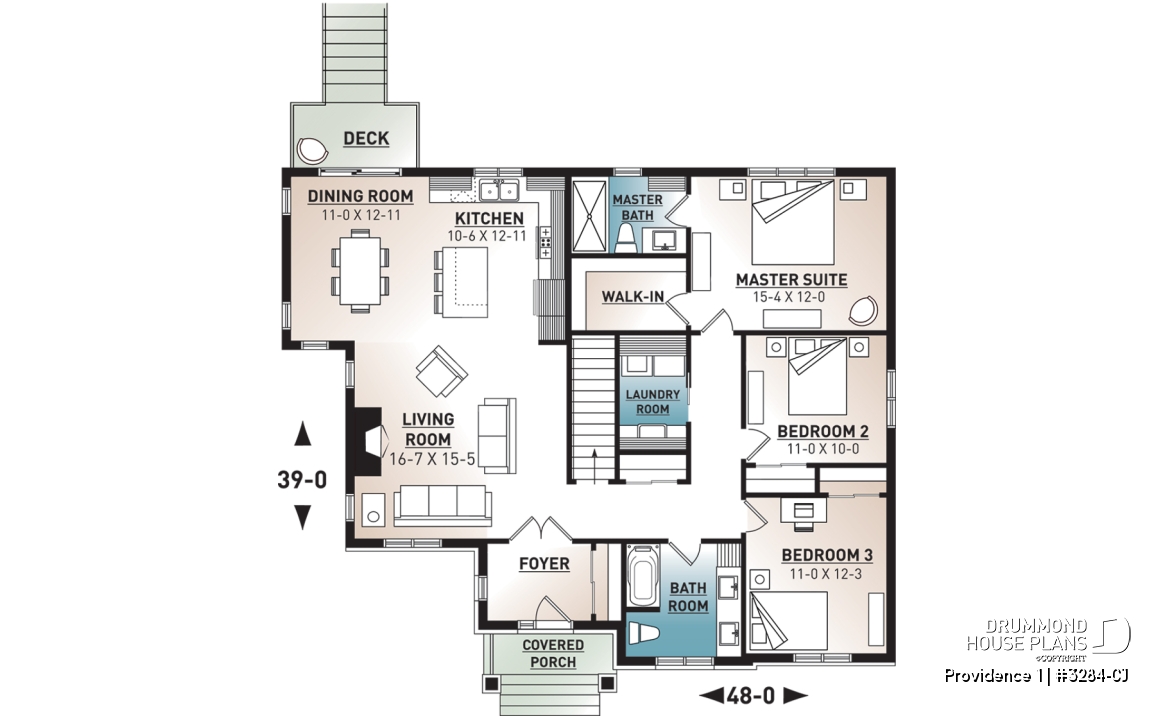 1st level - 3 bedroom Craftsman inspired home with master suite, laundry rooom, open kitchen / family room concept - Providence 1