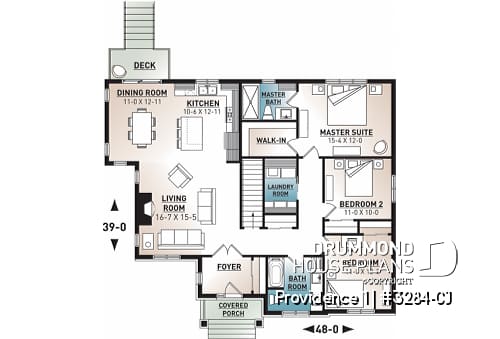 1st level - 3 bedroom Craftsman inspired home with master suite, laundry rooom, open kitchen / family room concept - Providence 1