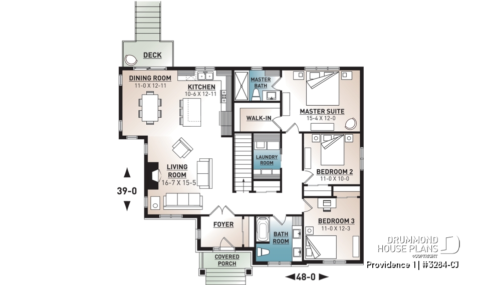 1st level - 3 bedroom Craftsman inspired home with master suite, laundry rooom, open kitchen / family room concept - Providence 1