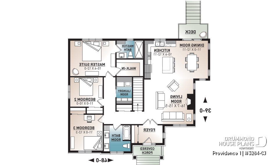 1st level - 3 bedroom Craftsman inspired home with master suite, laundry rooom, open kitchen / family room concept - Providence 1