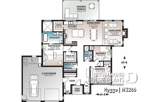 1st level - 3 bedroom scandinavian style bungalow, master suite, 2-car garage, lots of windows, 9' ceiling - Hygge