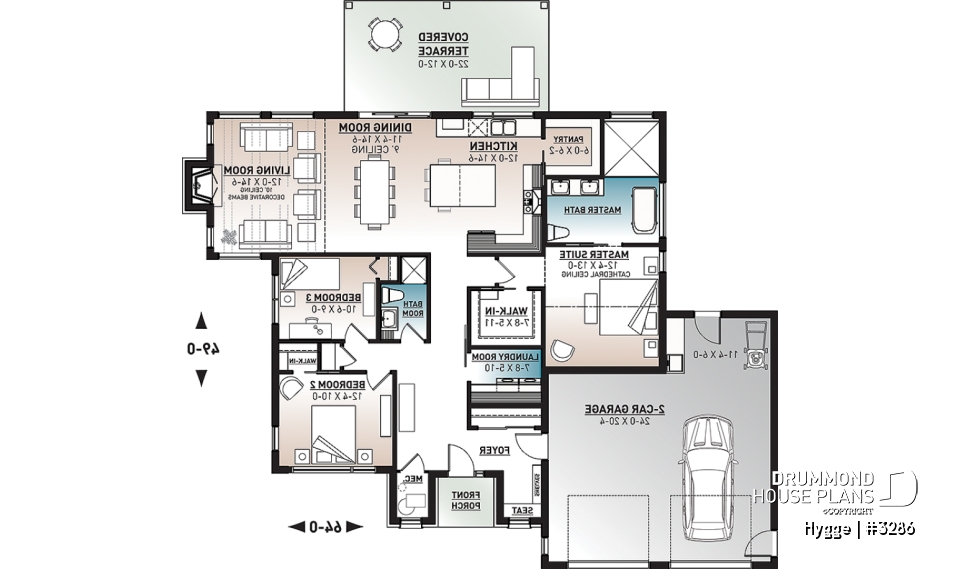 1st level - Modern Scandinavian Home Plan, Beautiful Master Suite, 2-car garage, Lots of Windows, Covered Rear Terrace - Hygge