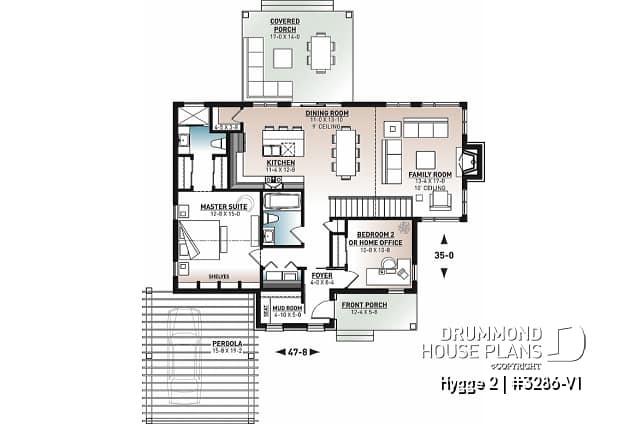 1st level - Scandinave home design, 2 bedrooms, open living space, huge covered terrasse, fireplace - Hygge 2