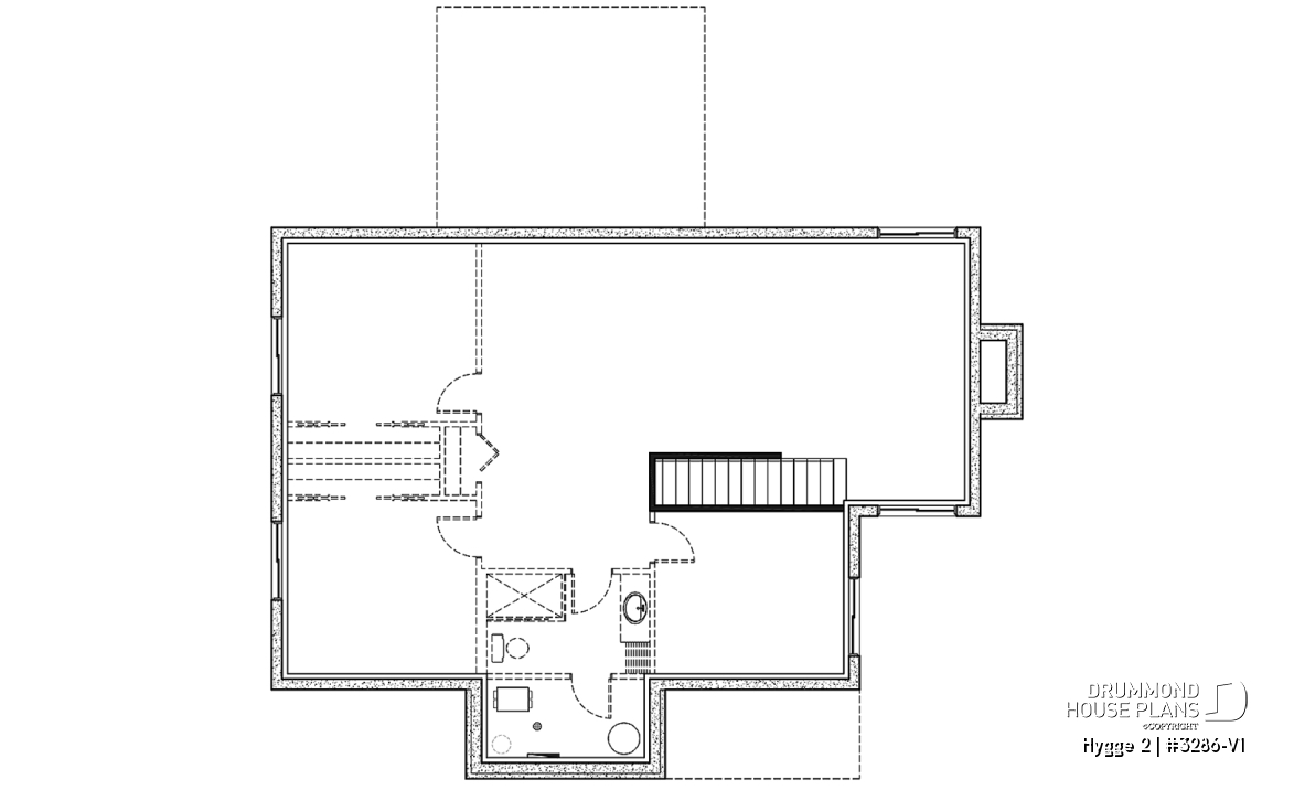 Unfinished basement - Modern Scandinavian Home Design, Master Suite, Home Office or Bedroom #2, Covered Rear Balcony - Hygge 2