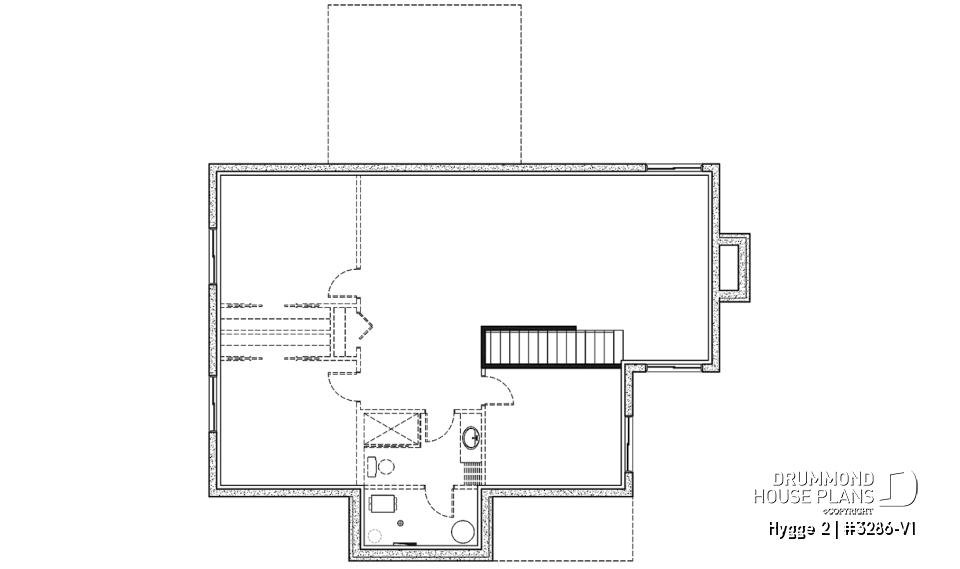 Unfinished basement - Modern Scandinavian Home Design, Master Suite, Home Office or Bedroom #2, Covered Rear Balcony - Hygge 2