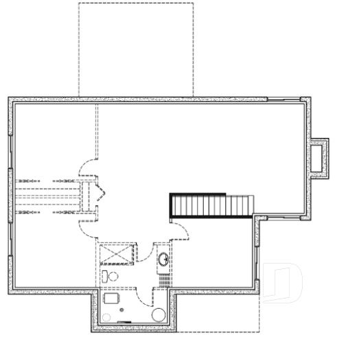 Unfinished basement - Modern Scandinavian Home Design, Master Suite, Home Office or Bedroom #2, Covered Rear Balcony - Hygge 2