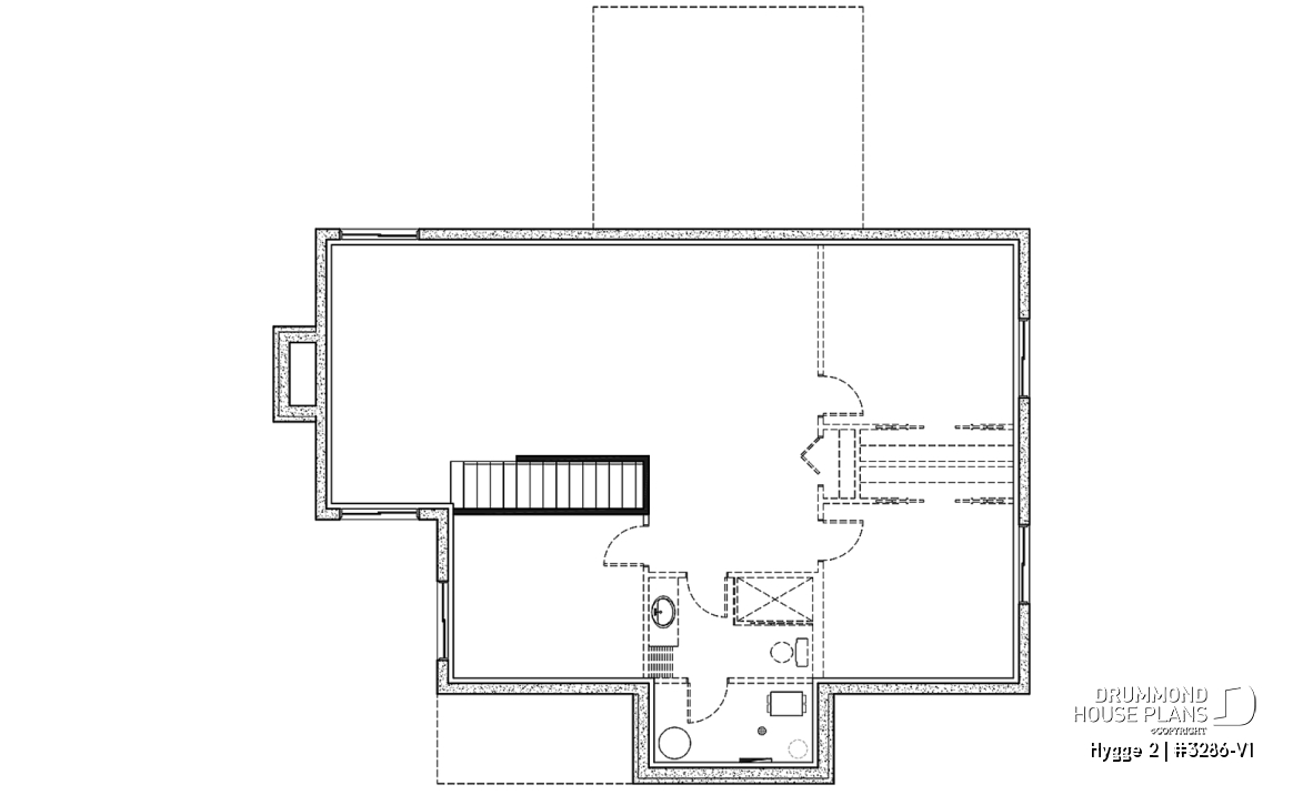 Unfinished basement - Modern Scandinavian Home Design, Master Suite, Home Office or Bedroom #2, Covered Rear Balcony - Hygge 2