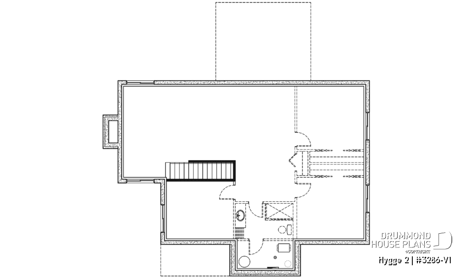 Unfinished basement - Modern Scandinavian Home Design, Master Suite, Home Office or Bedroom #2, Covered Rear Balcony - Hygge 2