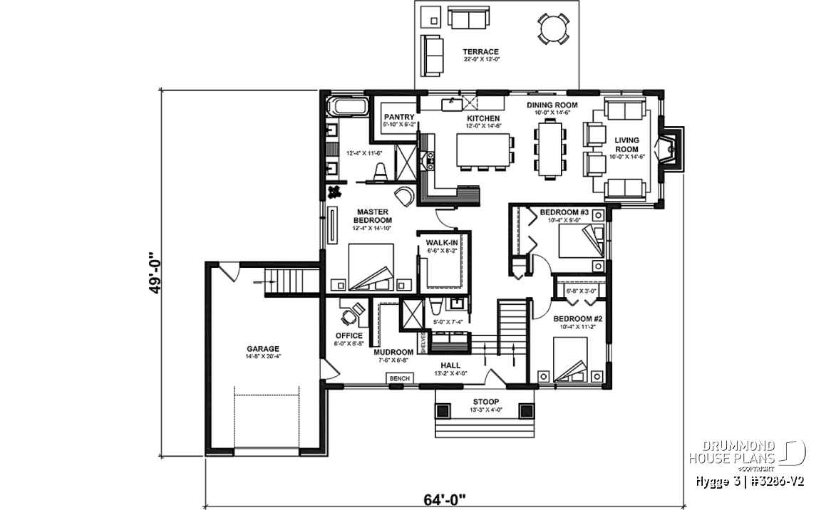 1st level - 1686 sq.ft. Scandinavian home: 3 bedrooms, owner’s suite, 11'9" split entry and bright open living - Hygge 3