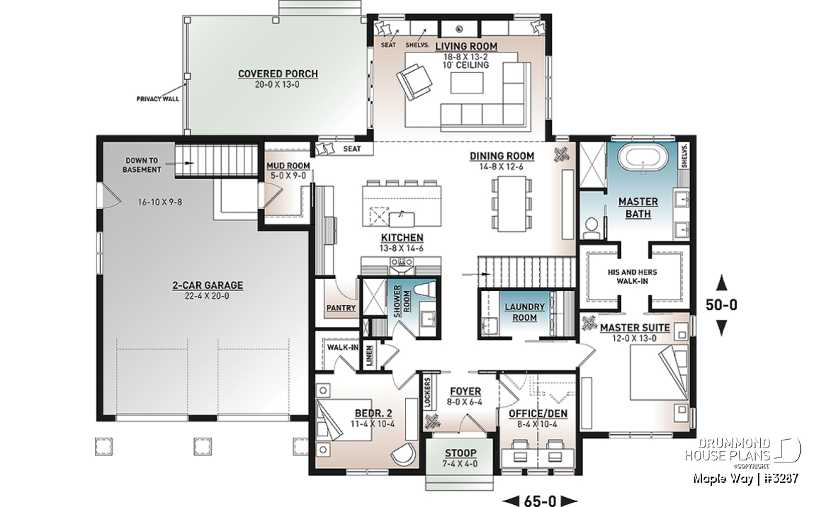 1st level - One-story Modern Farmhouse, Spacious Master Suite, 2-Car-Garage, Large Covered Terrace, 10' Ceiling in Living - Maple Way